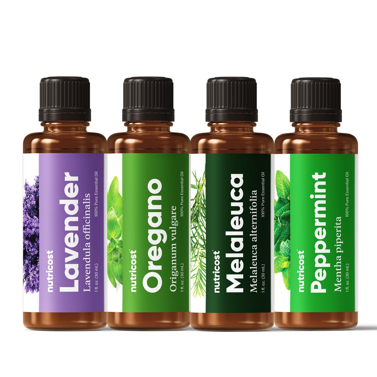Nutricost Essential Oils Variety Pack (4 Count) - Lavender, Peppermint, Melaleuca, Oregano